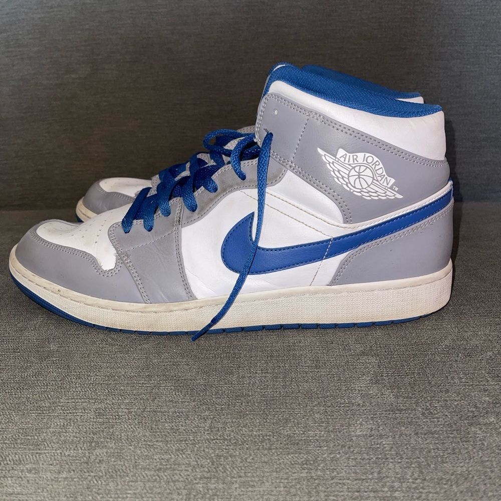 Nike Blue and Gray High-Top Jordans - Picture 3 of 6